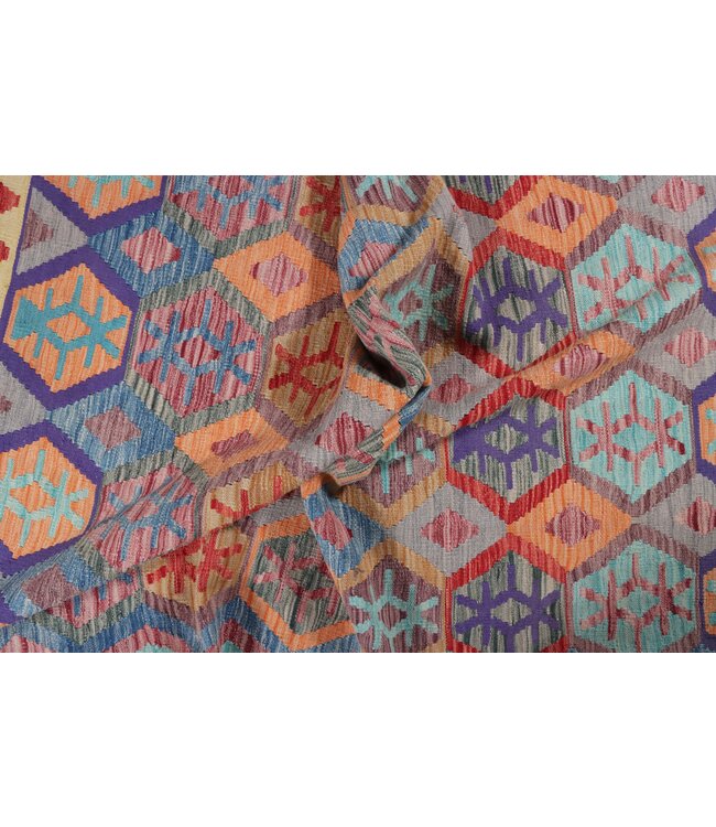 195x152  cm Handgefertigter Afghanischer traditioneller Kilim Teppich Woll