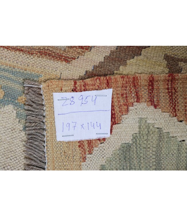 197x144  cm Handgefertigter Afghanischer traditioneller Kilim Teppich Woll