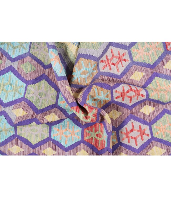 190x141 cm Handgemaakte Afghaanse traditionele Kilim Vloerkleed Wol Tapijt