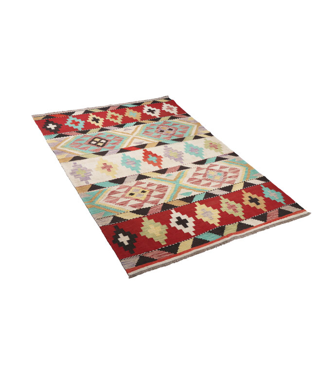 205x146  cm Handgefertigter Afghanischer traditioneller Kilim Teppich Woll