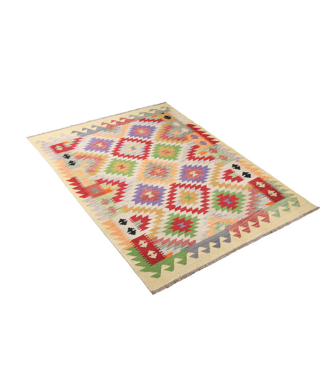 195x146  cm Handmade Afghan Traditional Kilim Area Rug Wool Carpet