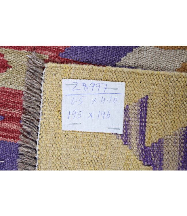 195x146  cm Handgefertigter Afghanischer traditioneller Kilim Teppich Woll