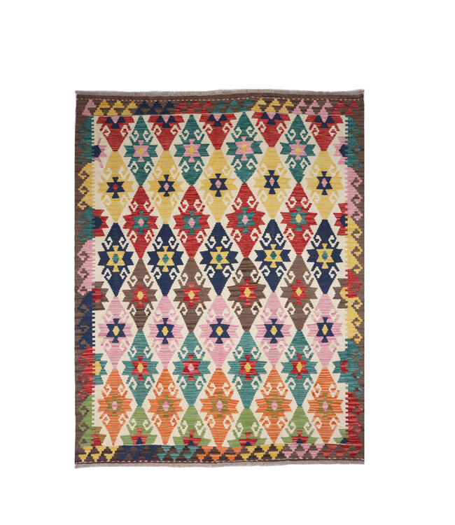 203x164 cm Handmade Afghan Traditional Kilim Area Rug Wool Carpet