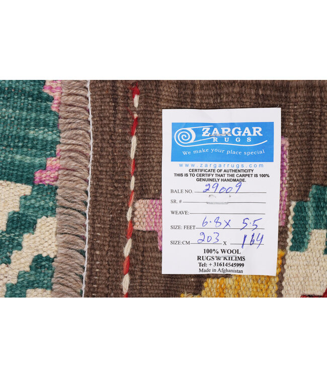 203x164 cm Handgefertigter Afghanischer traditioneller Kilim Teppich Woll