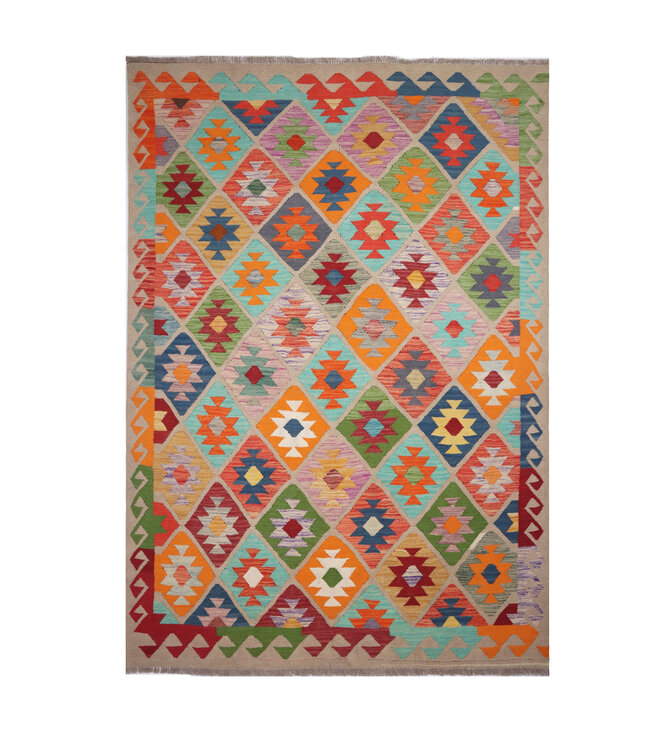 242x170  cm Handgefertigter Afghanischer traditioneller Kilim Teppich Woll