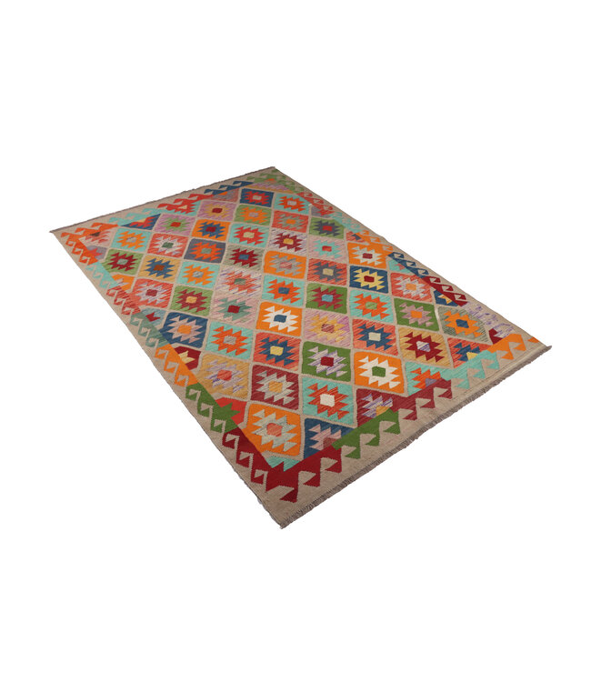 242x170 cm Handmade Afghan Traditional Kilim Area Rug Wool Carpet