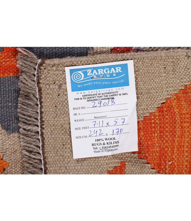 242x170 cm Handgemaakte Afghaanse traditionele Kilim Vloerkleed Wol Tapijt