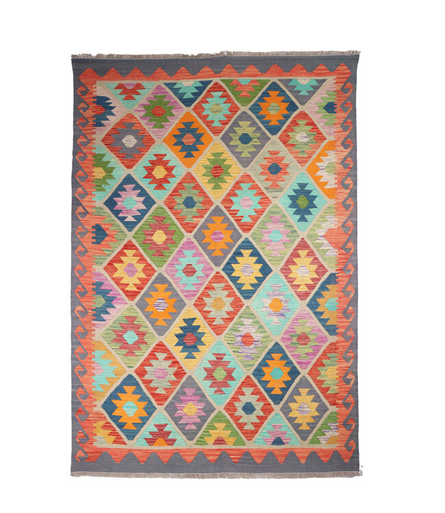 240x167 cm Handgefertigter Afghanischer traditioneller Kilim Teppich Woll