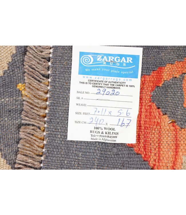 240x167 cm Handmade Afghan Traditional Kilim Area Rug Wool Carpet