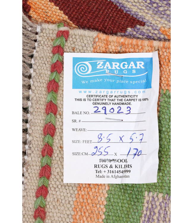 255x170 cm Handgemaakte Afghaanse traditionele Kilim Vloerkleed Wol Tapijt