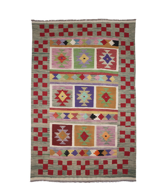 254x168 cm Handmade Afghan Traditional Kilim Area Rug Wool Carpet