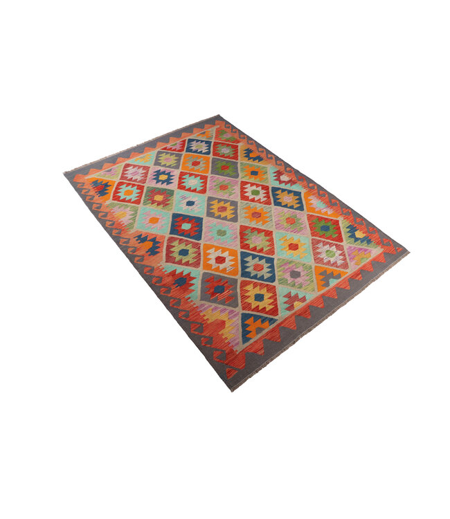 240x176 cm Handgemaakte Afghaanse traditionele Kilim Vloerkleed Wol Tapijt