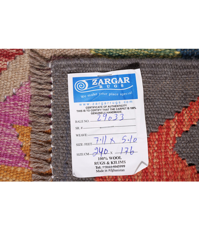 240x176 cm Handmade Afghan Traditional Kilim Area Rug Wool Carpet