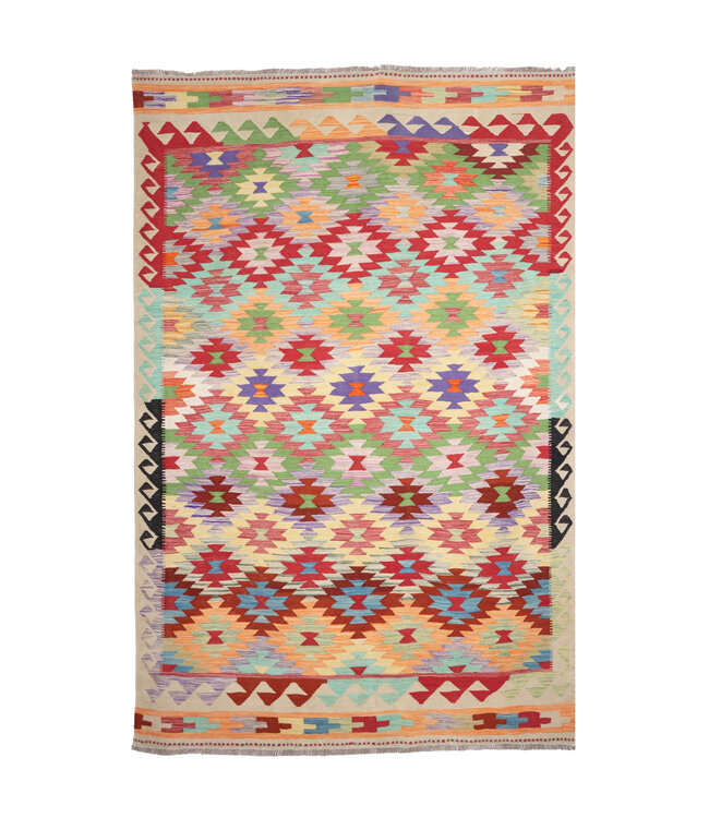 248x167 cm Handmade Afghan Traditional Kilim Area Rug Wool Carpet