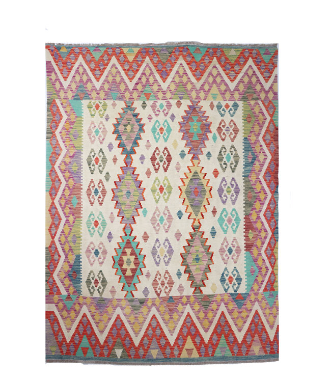 240x178  cm Handmade Afghan Traditional Kilim Area Rug Wool Carpet