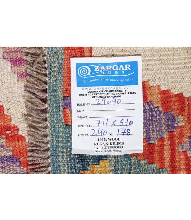 240x178  cm Handmade Afghan Traditional Kilim Area Rug Wool Carpet