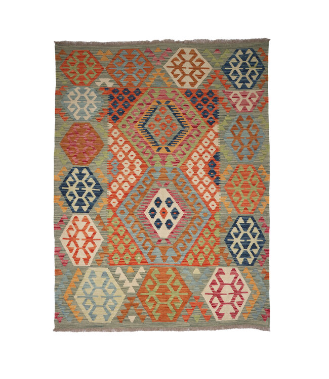 200x152  cm Handgefertigter Afghanischer traditioneller Kilim Teppich Woll