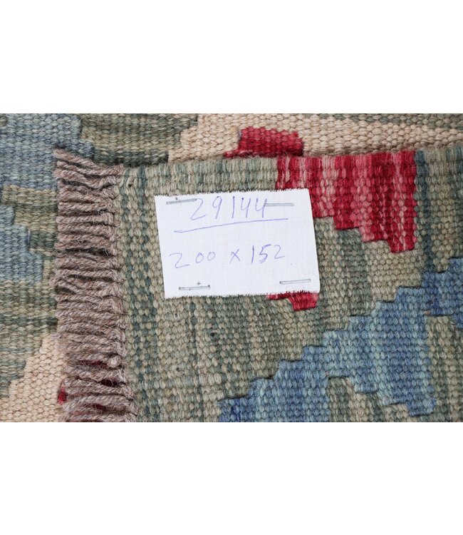 200x152  cm Handgefertigter Afghanischer traditioneller Kilim Teppich Woll