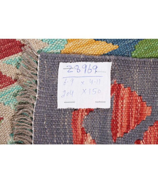 204x150  cm Handgemaakte Afghaanse traditionele Kilim Vloerkleed Wol Tapijt