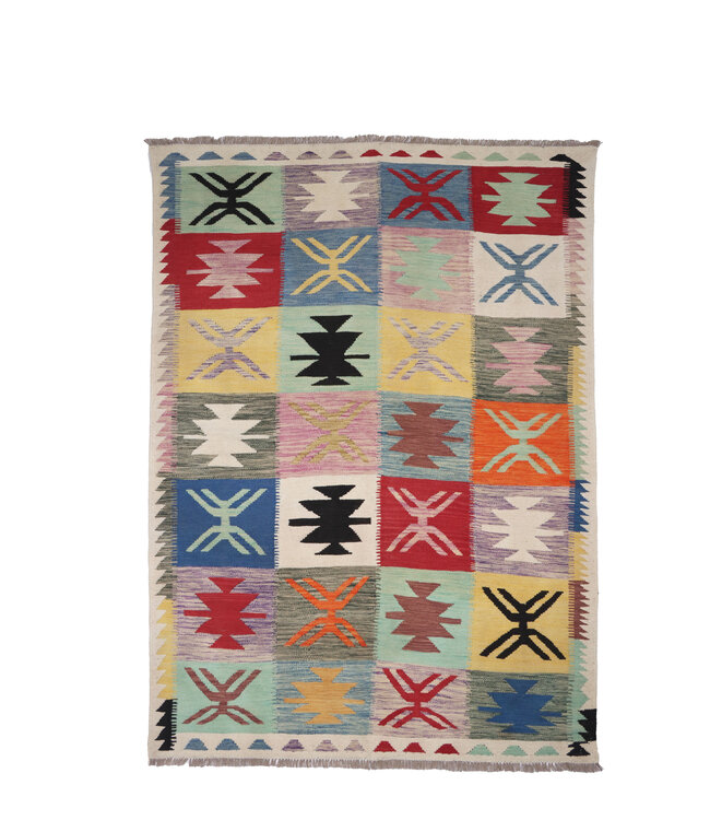 209x153 cm Handmade Afghan Traditional Kilim Area Rug Wool Carpet