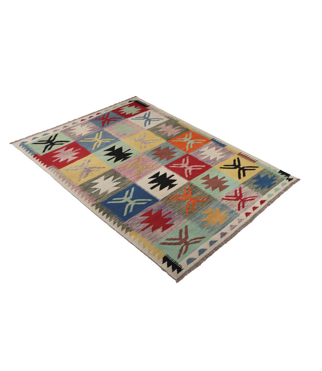 209x153 cm Handmade Afghan Traditional Kilim Area Rug Wool Carpet