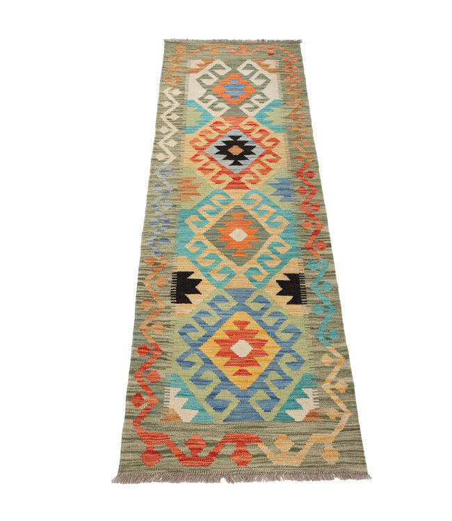 Kelim kleed loper 196 x 63 cm   vloerkleed tapijt kelims hand geweven