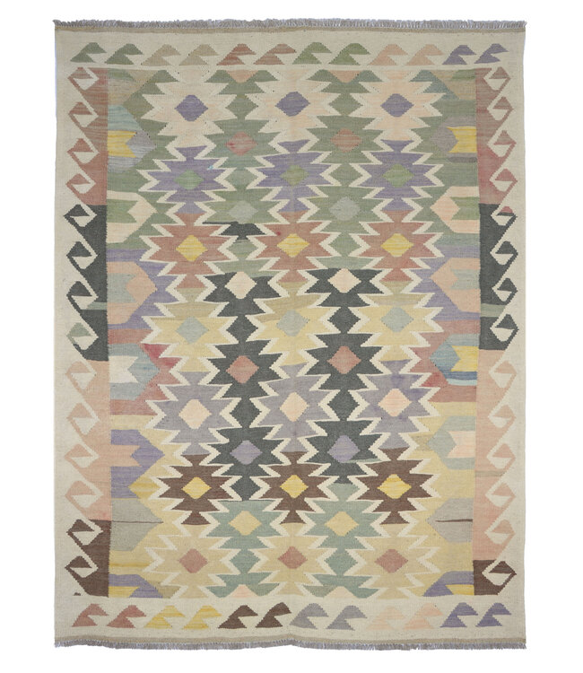 198x141  cm Handmade Afghan Traditional Kilim Area Rug Wool Carpet