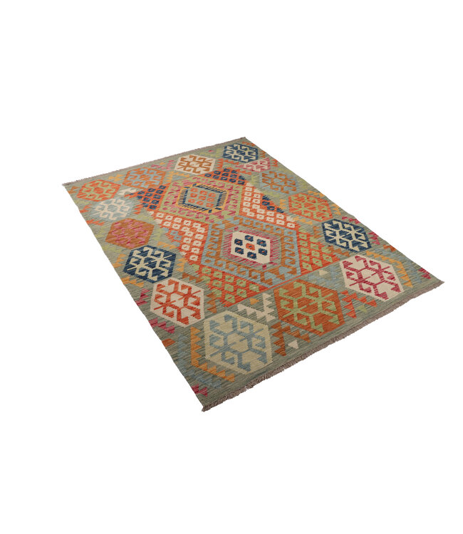 200x152  cm Handgefertigter Afghanischer traditioneller Kilim Teppich Woll