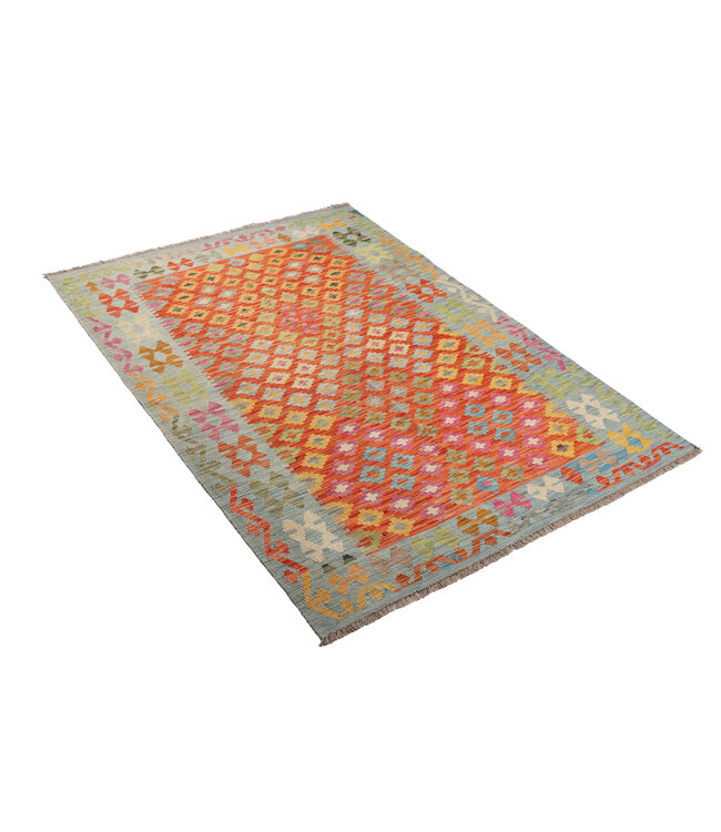 209x144  cm Handmade Afghan Traditional Kilim Area Rug Wool Carpet