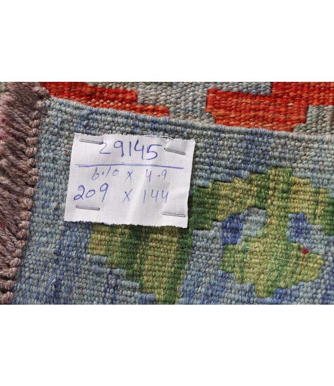 209x144  cm Handgemaakte Afghaanse traditionele Kilim Vloerkleed Wol Tapijt