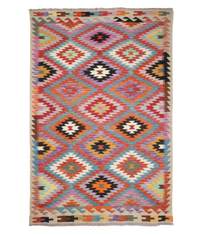 262x177  cm Handmade Afghan Traditional Kilim Area Rug Wool Carpet