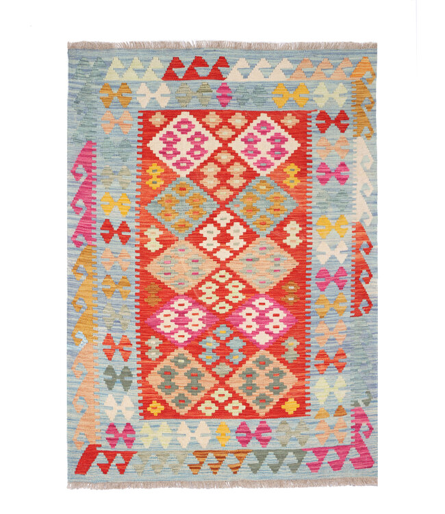 172 x 122 cm Handgemaakte Afghaanse traditionele Kilim Vloerkleed Wol Tapijt