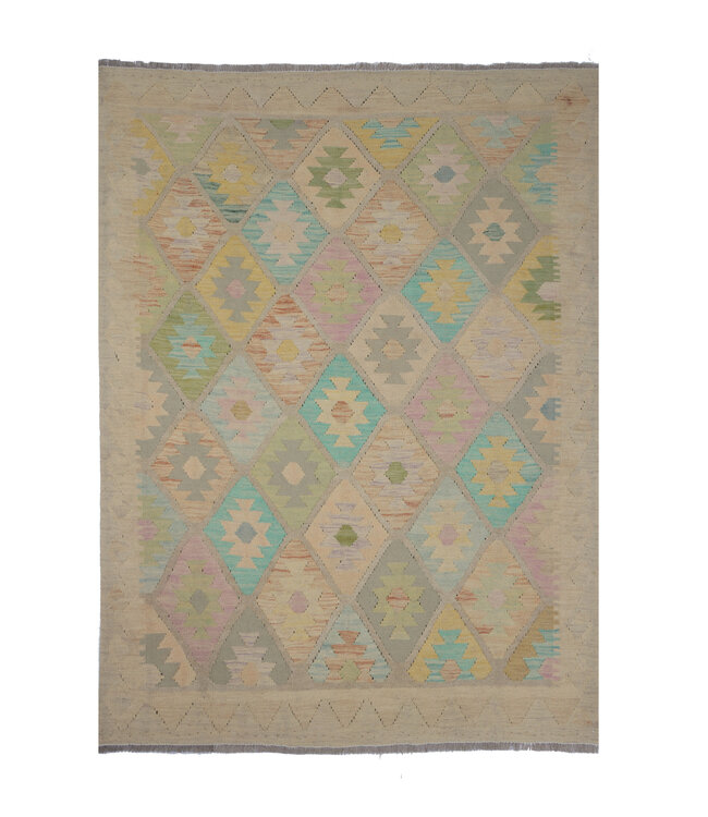 200x147 cm Handgefertigter Afghanischer traditioneller Kilim Teppich Woll