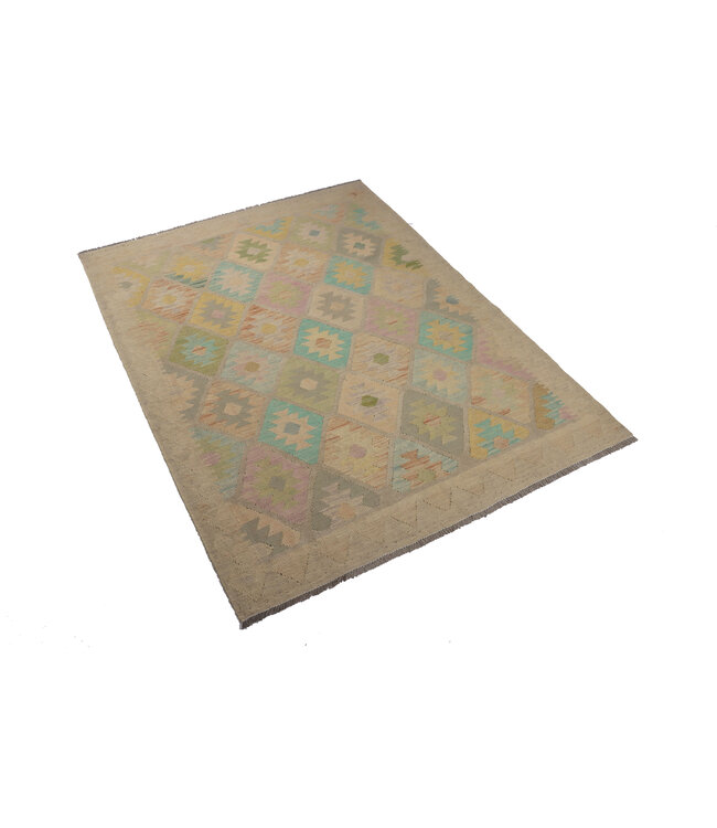 200x147 cm Handgemaakte Afghaanse traditionele Kilim Vloerkleed Wol Tapijt