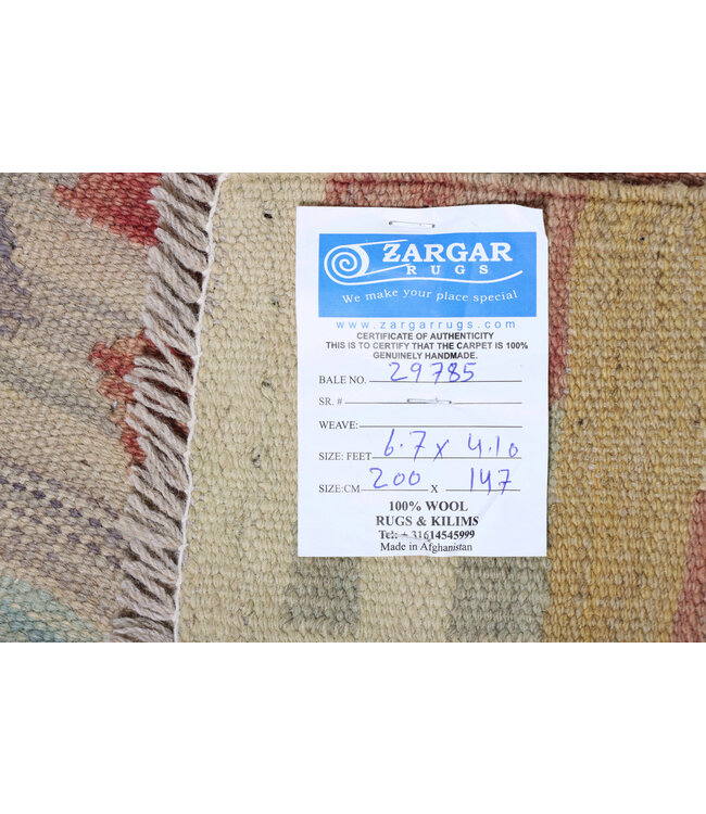 200 x 147 cm Handgefertigter Afghanischer traditioneller Kilim Teppich Woll