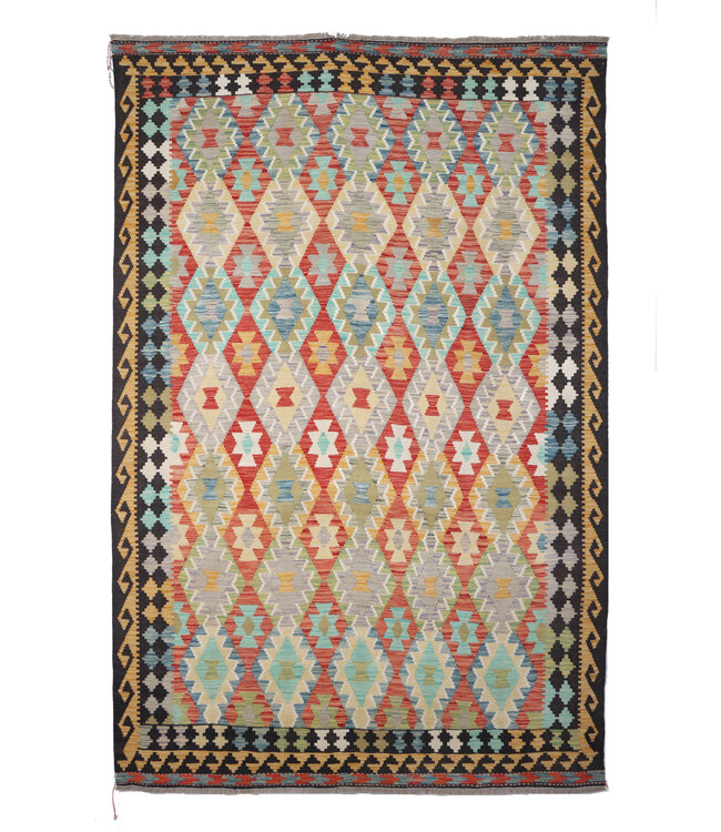 298 x 200 cm Handgemaakte Afghaanse traditionele Kilim Vloerkleed Wol Tapijt