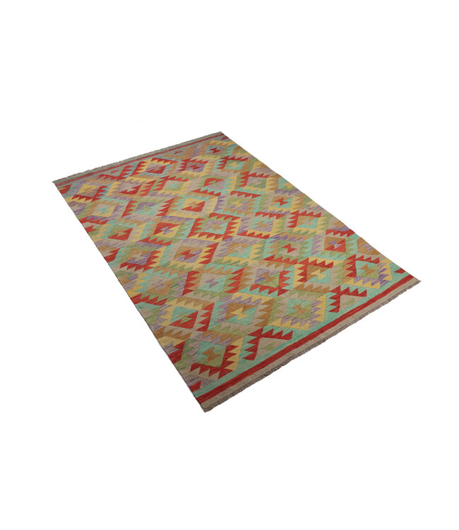 246 x 172 cm Handgefertigter Afghanischer traditioneller Kilim Teppich Woll