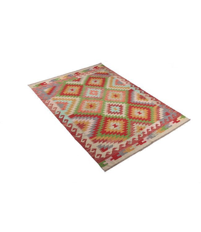 203 x 148 cm Handgefertigter Afghanischer traditioneller Kilim Teppich Woll