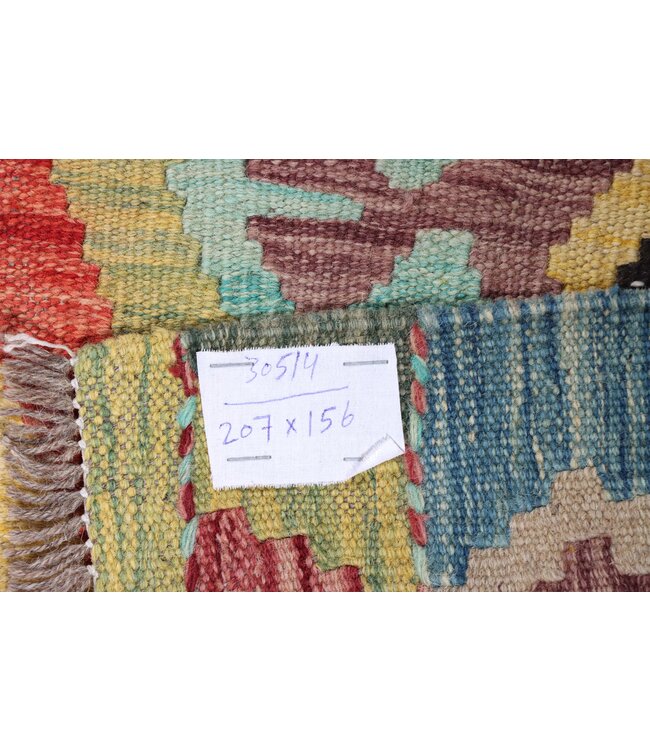 207 x 156 cm Handgemaakte Afghaanse traditionele Kilim Vloerkleed Wol Tapijt