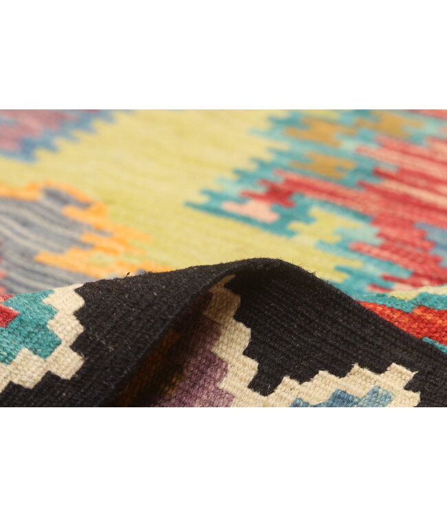 294x201 cm Handgeweven Kelim Tapijt Wol Vloerkleed