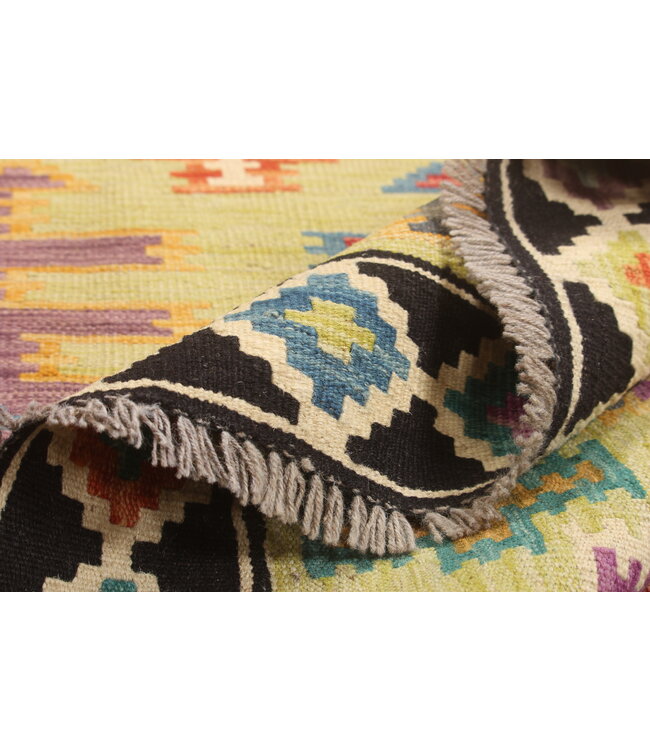 294x201 cm Handgeweven Kelim Tapijt Wol Vloerkleed