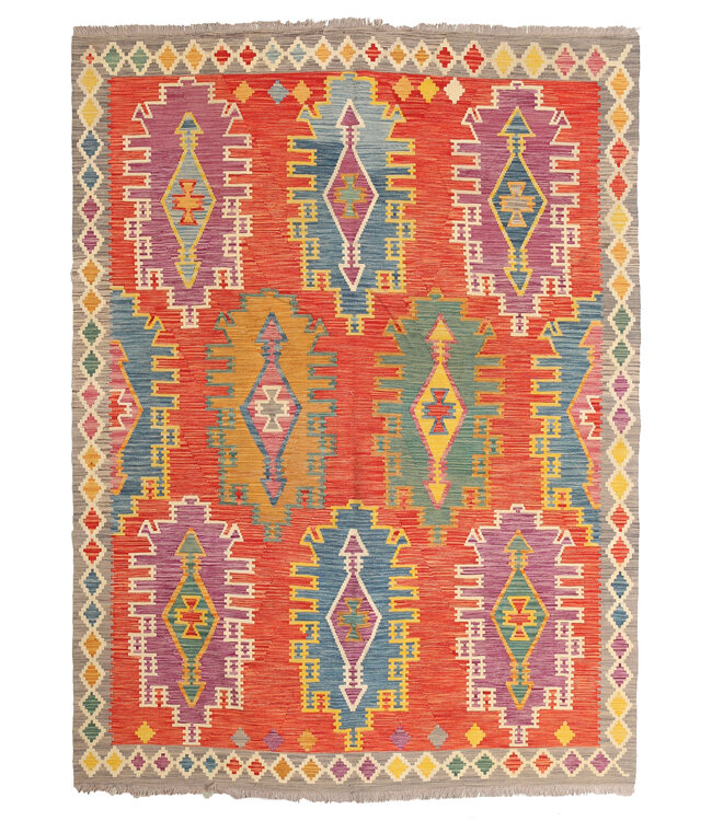 Oosterse kelim 290x210 cm handgeweven vloerkleed traditional Kelim  Wollen tapijt