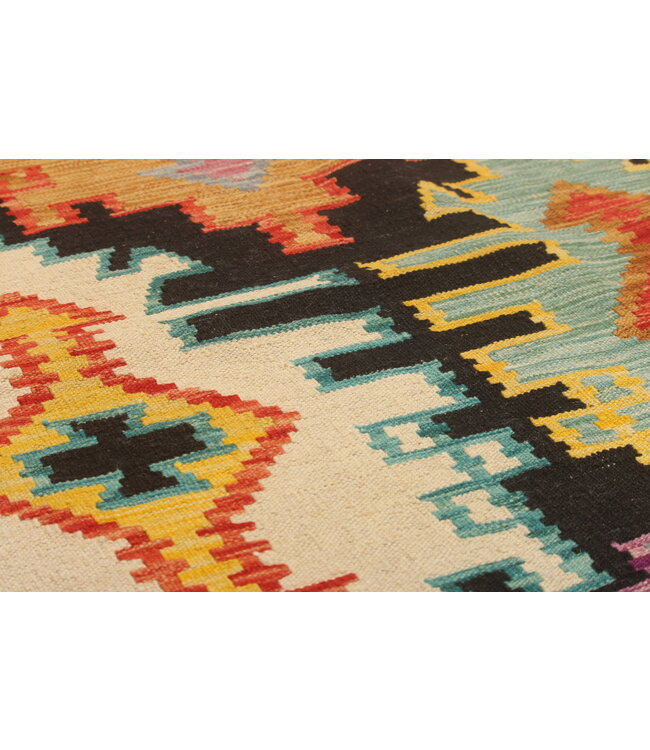 Naila kelim 294x204  cm handgeweven vloerkleed traditional Kelim  Wollen tapijt