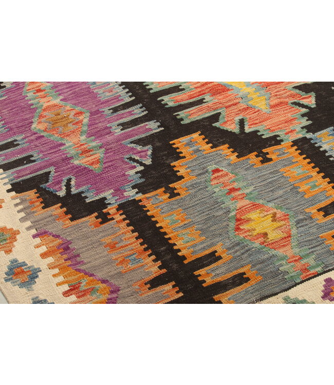 Black Naila kelim  308x207 cm  handgemacht traditional Wolle Kelim Teppich