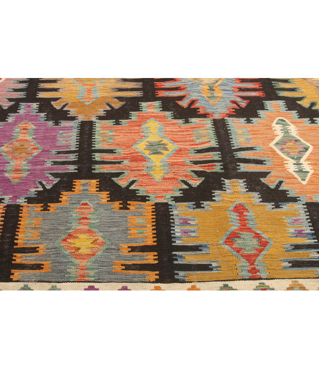 Black Naila kelim  308x207 cm  handmade Afghan  traditional Kilim Area Rug Wool Carpet