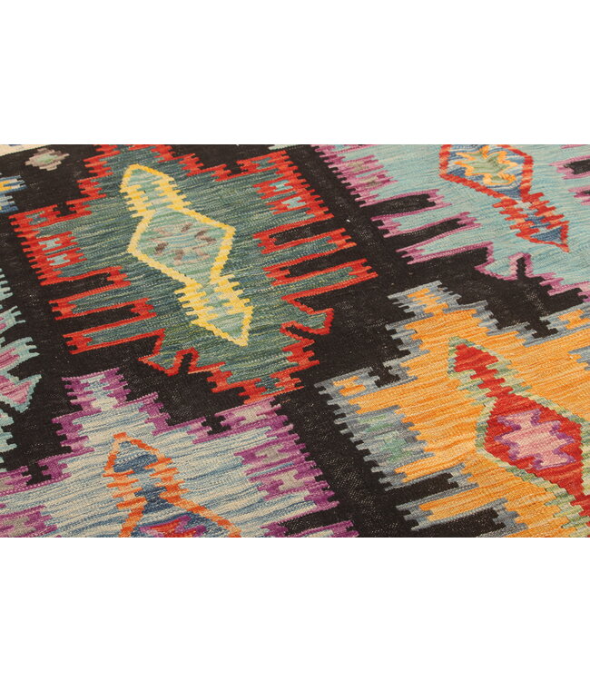 Black Naila kelim  308x207 cm  handgemacht traditional Wolle Kelim Teppich