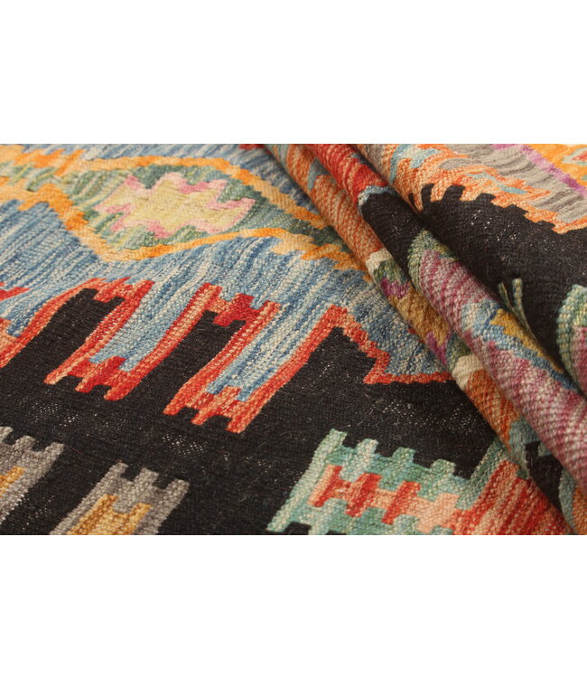 Black Naila kelim  308x207 cm  handmade Afghan  traditional Kilim Area Rug Wool Carpet