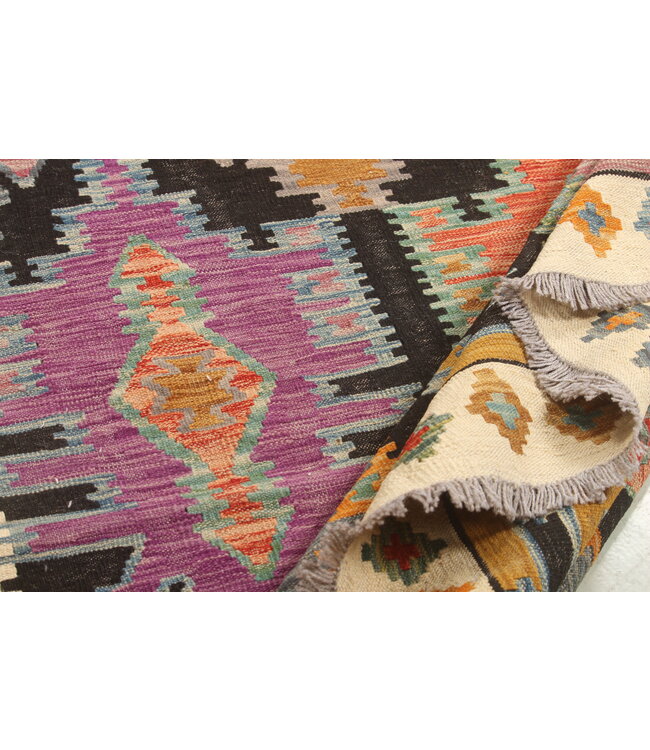 Black Naila kelim  308x207 cm  handmade Afghan  traditional Kilim Area Rug Wool Carpet