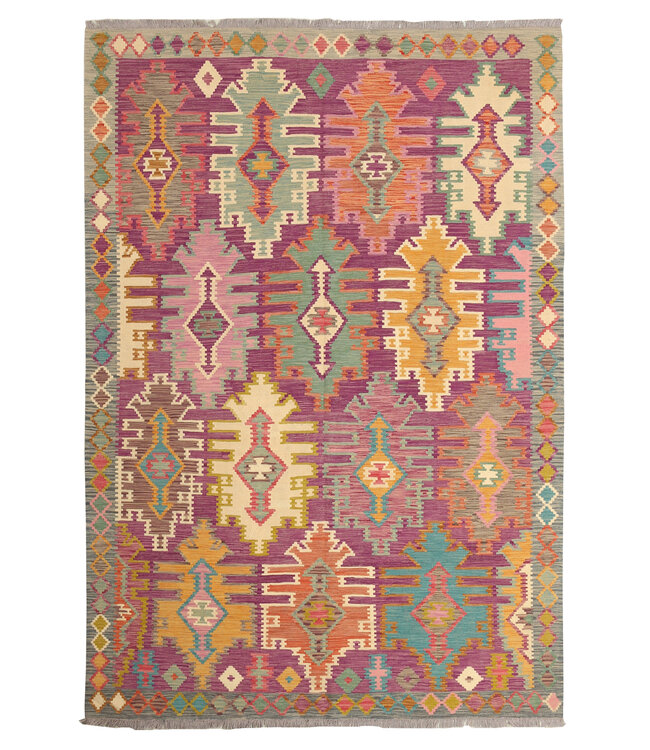 Naila kelim 302x208 cm handgeweven traditional Kelim Tapijt Wol
