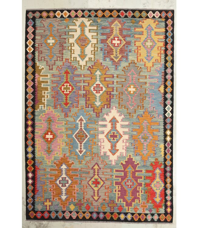 Naila kelim  handgeweven 302x209 cm traditional Kelim Tapijt Wol